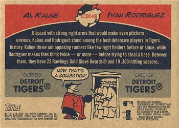 2007 Topps Heritage - Clubhouse Collection Dual Relics #CCDR-KR Al Kaline / Ivan Rodriguez Back