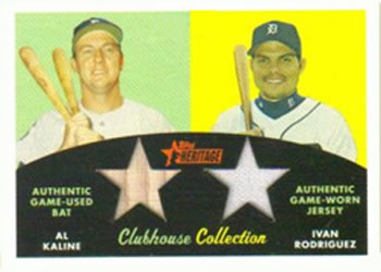 2007 Topps Heritage - Clubhouse Collection Dual Relics #CCDR-KR Al Kaline / Ivan Rodriguez Front