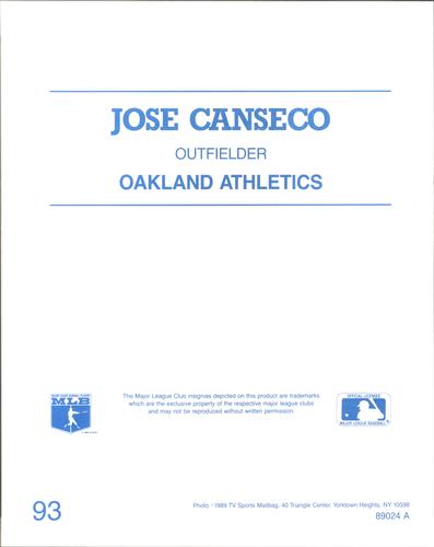 1989 TV Sports Mailbag #93 Jose Canseco Back