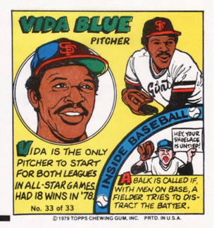 1979 Topps Comics #33 Vida Blue Front