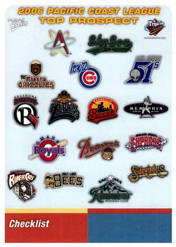 2006 MultiAd Pacific Coast League Top Prospects #34 Checklist Front