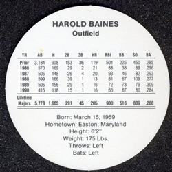 1991 Cadaco Discs #NNO Harold Baines Back