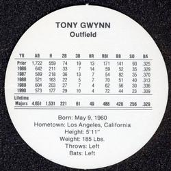 1991 Cadaco Discs #NNO Tony Gwynn Back