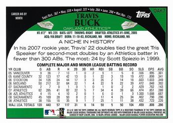 2009 Topps Oakland Athletics #OAK7 Travis Buck Back