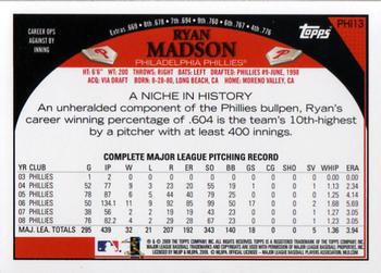 2009 Topps Philadelphia Phillies #PHI13 Ryan Madson Back