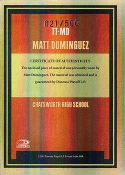 2007 Donruss Elite Extra Edition - Throwback Threads #TT-MD Matt Dominguez Back