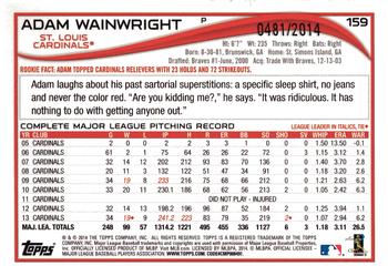 2014 Topps Opening Day - Blue #159 Adam Wainwright Back