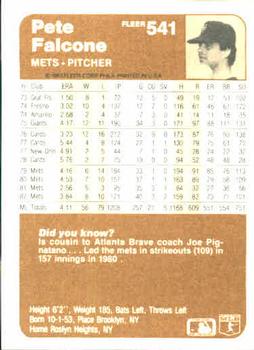 1983 Fleer #541 Pete Falcone Back