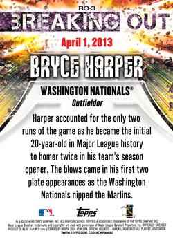 2014 Topps Opening Day - Breaking Out #BO-3 Bryce Harper Back