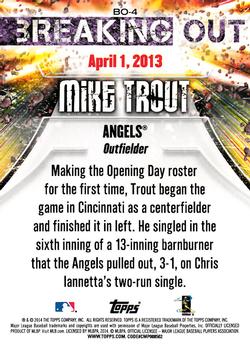 2014 Topps Opening Day - Breaking Out #BO-4 Mike Trout Back