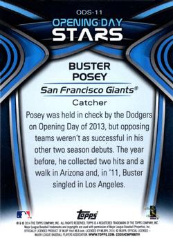 2014 Topps Opening Day - Opening Day Stars #ODS-11 Buster Posey  Back