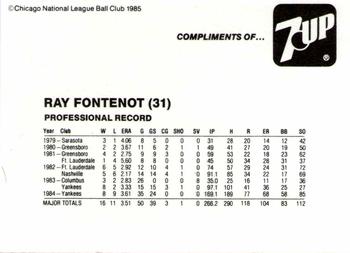 1985 7-Up Chicago Cubs #NNO Ray Fontenot Back