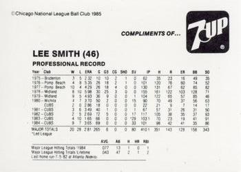 1985 7-Up Chicago Cubs #NNO Lee Smith Back