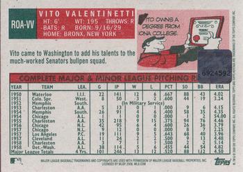 2008 Topps Heritage - Real One Autographs #ROA-VV Vito Valentinetti Back