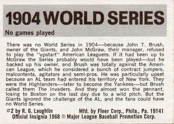 1971 Fleer World Series (Black Backs) #2 1904 - No Series - John McGraw Back