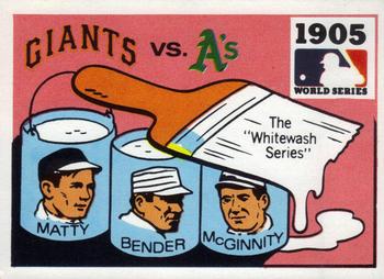 1971 Fleer World Series (Black Backs) #3 1905 - Giants vs. A's - Christy Mathewson / Chief Bender / Joe McGinnity Front