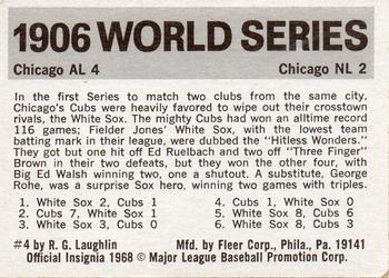 1971 Fleer World Series (Black Backs) #4 1906 - White Sox vs. Cubs - Fielder Jones Back