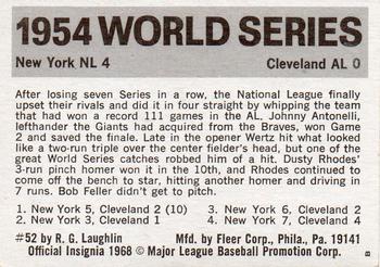 1971 Fleer World Series (Black Backs) #52 1954 - Giants vs. Indians - Johnny Antonelli Back