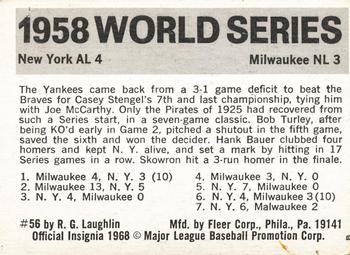 1971 Fleer World Series (Black Backs) #56 1958 - Yankees vs. Braves - Hank Bauer Back