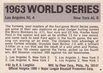 1971 Fleer World Series (Black Backs) #61 1963 - Yankees vs. Dodgers Back