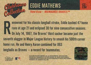2002 Topps Heritage - Clubhouse Collection #CC-EM Eddie Mathews Back