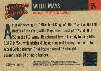 2002 Topps Heritage - Clubhouse Collection #CC-WM Willie Mays Back