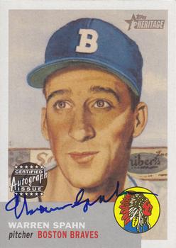 2002 Topps Heritage - Real One Autographs #RO-WS Warren Spahn Front