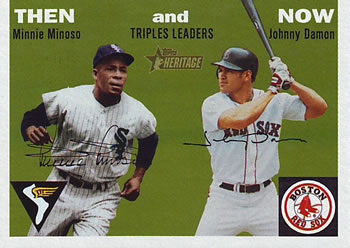 2003 Topps Heritage - Then and Now #TN6 Minnie Minoso / Johnny Damon Front