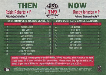 2003 Topps Heritage - Then and Now #TN9 Robin Roberts / Randy Johnson Back