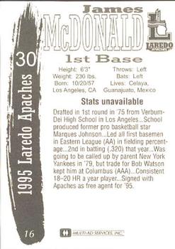 1995 Multi-Ad Laredo Apaches #16 James McDonald Back