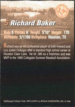 1995 SplitSecond Abilene Prairie Dogs #3 Richard Baker Back