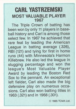 1985 TCMA Most Valuable Players American League #NNO Carl Yastrzemski Back