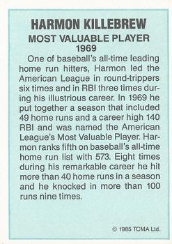 1985 TCMA Most Valuable Players American League #NNO Harmon Killebrew Back