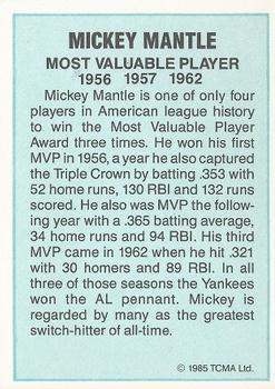 1985 TCMA Most Valuable Players American League #NNO Mickey Mantle Back