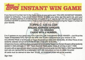 1991 Topps - Instant Win Game #NNO Instant Win Game C Front