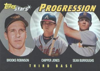 2000 Topps Stars - Progression #P5 Brooks Robinson / Chipper Jones / Sean Burroughs Front