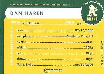2005 Comcast Oakland Athletics #13 Dan Haren Back