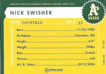 2005 Comcast Oakland Athletics #14 Nick Swisher Back