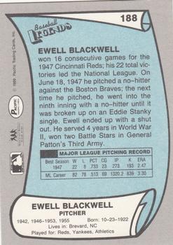 1989 Pacific Legends II #188 Ewell Blackwell Back