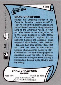 1989 Pacific Legends II #199 Shag Crawford Back