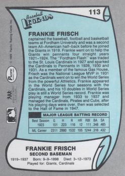 1989 Pacific Legends II #113 Frankie Frisch Back