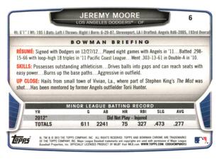 2013 Bowman Chrome Mini #6 Jeremy Moore Back
