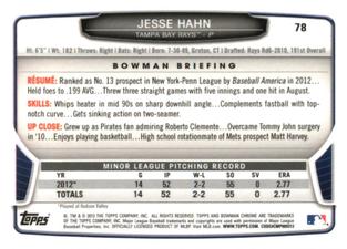 2013 Bowman Chrome Mini #78 Jesse Hahn Back