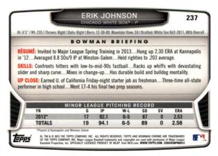 2013 Bowman Chrome Mini #237 Erik Johnson Back