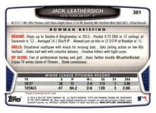 2013 Bowman Chrome Mini #301 Jack Leathersich Back