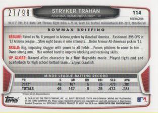 2013 Bowman Chrome Mini - Blue Refractors #114 Stryker Trahan Back