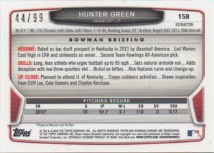 2013 Bowman Chrome Mini - Blue Refractors #158 Hunter Green Back