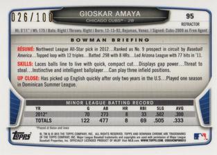 2013 Bowman Chrome Mini - X-fractors #95 Gioskar Amaya Back
