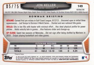 2013 Bowman Chrome Mini - Green Refractors #149 Jon Keller Back