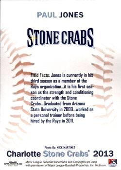 2013 Grandstand Charlotte Stone Crabs #15 Paul Jones Back